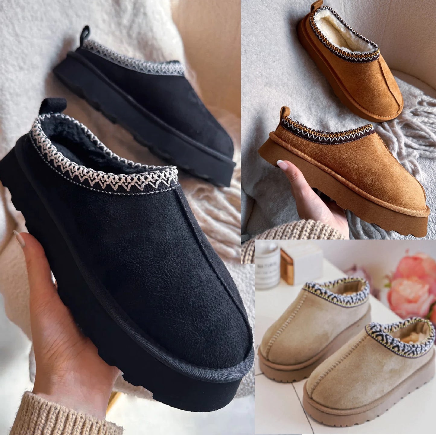 Warm & Comfy Women’s Faux Fur Lined Slip-On Slippers – Perfect for Cozy Days!