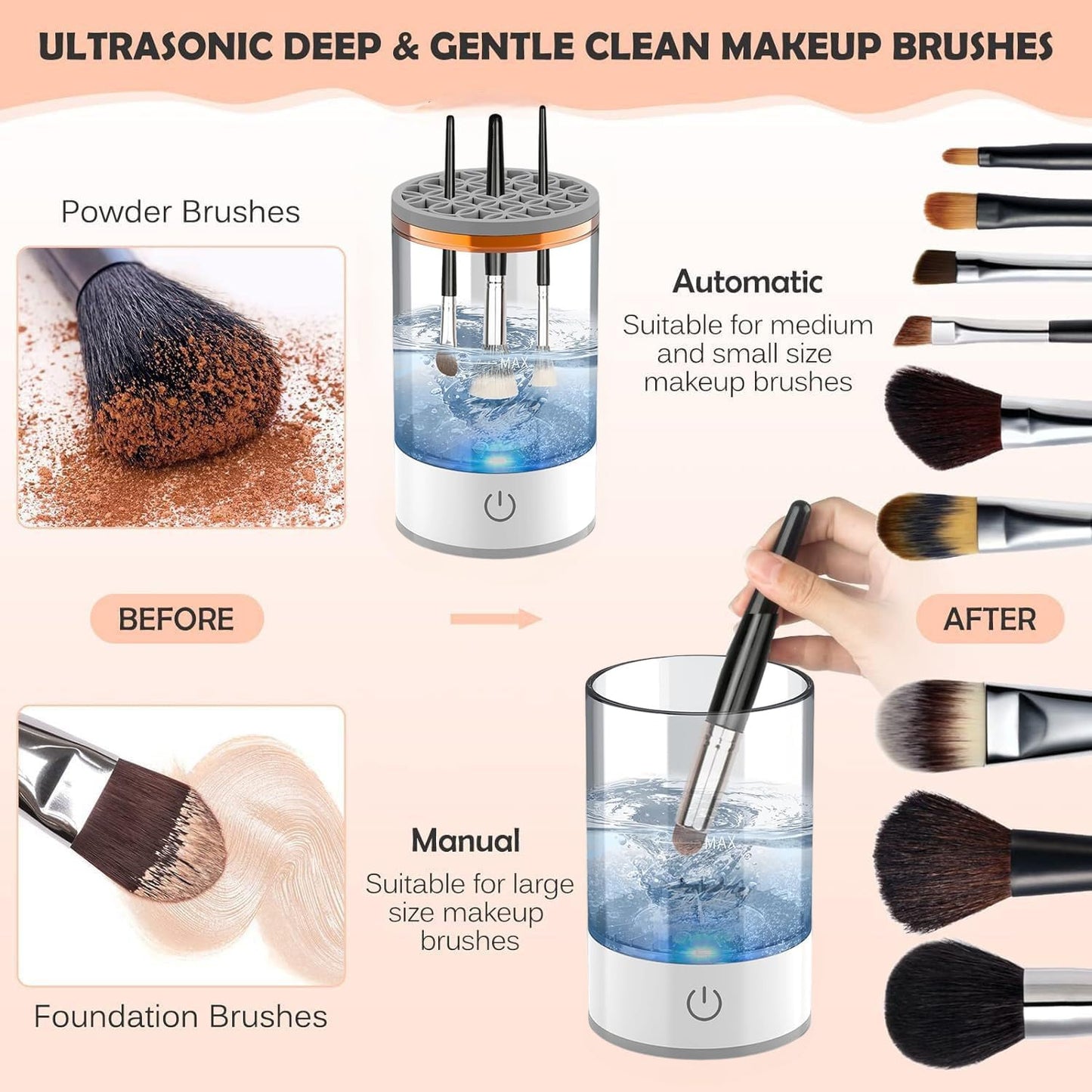 Electric Makeup Brush Cleaner & Spinner with Makeup Sponge