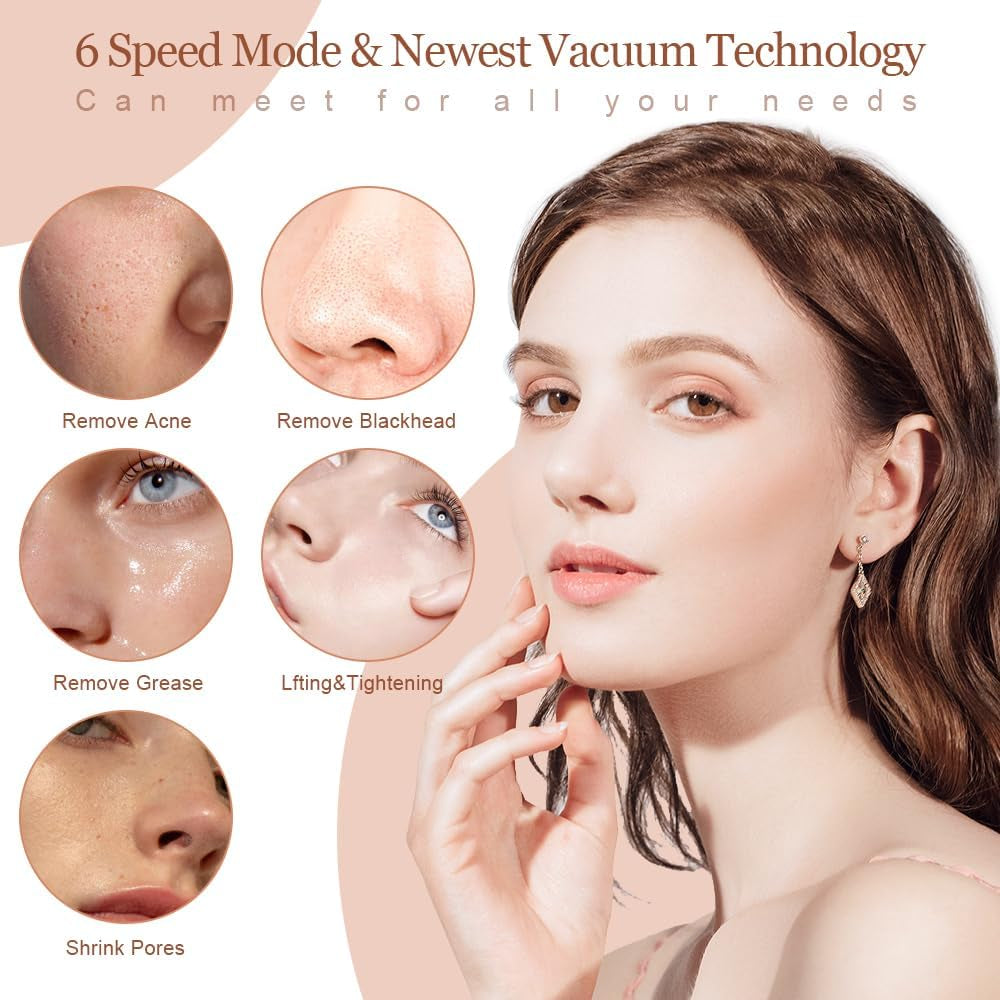 Ultimate Blackhead Remover – 6 Suction Powers, 4 Probes & LED Display for Deep Cleansing and Unclogging Pores