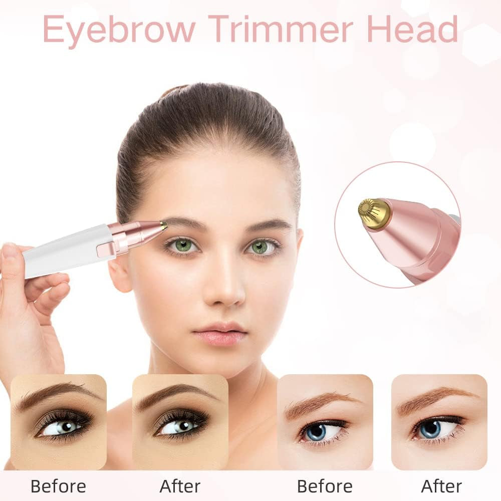 2-in-1 Rechargeable Facial Hair Remover & Eyebrow Trimmer with LED Light