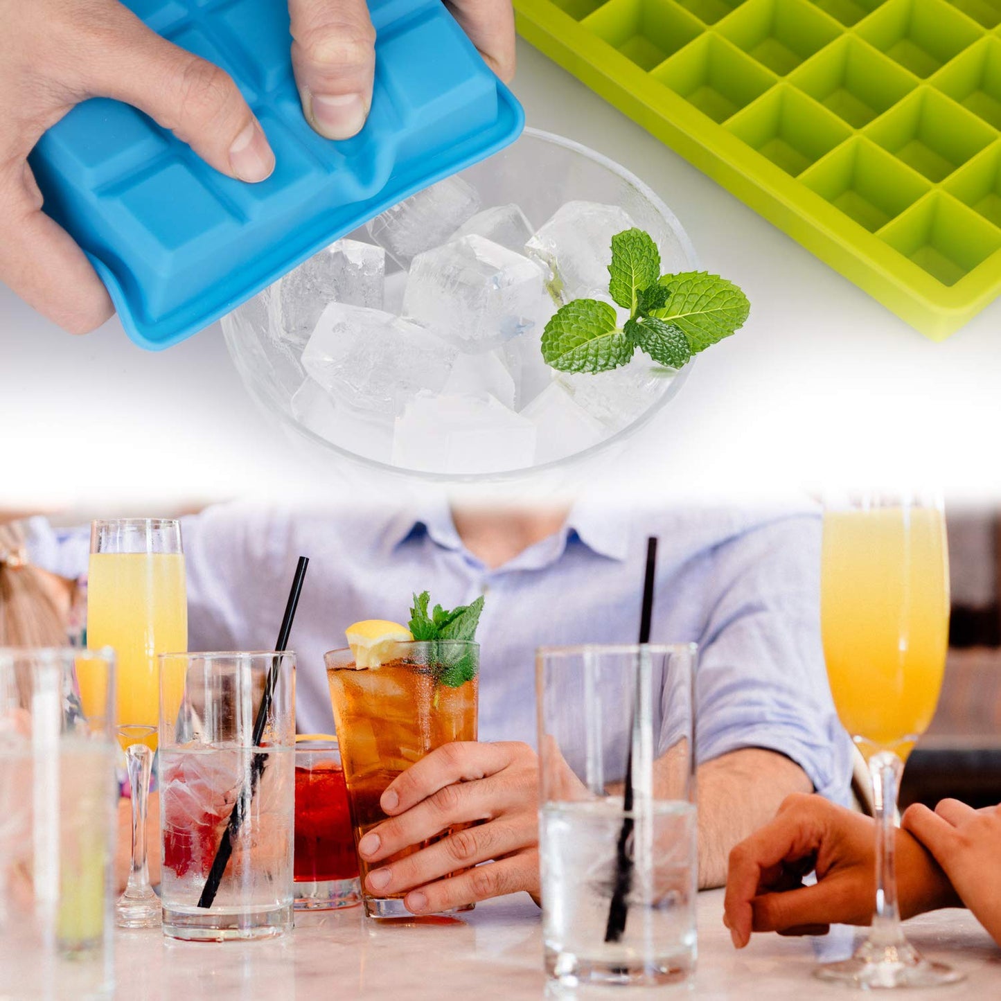 Silicone Ice Cube Tray Set – Food-Grade, Stackable with Lids
