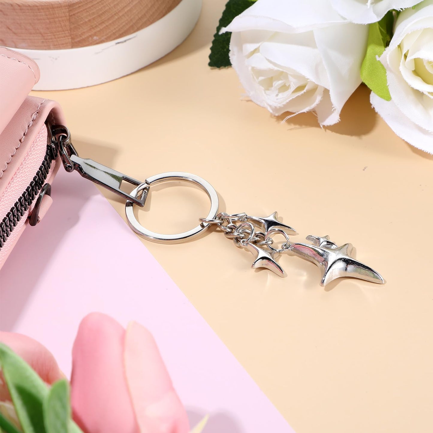 Stylish & Durable Star Moon Keychains – Set of 2