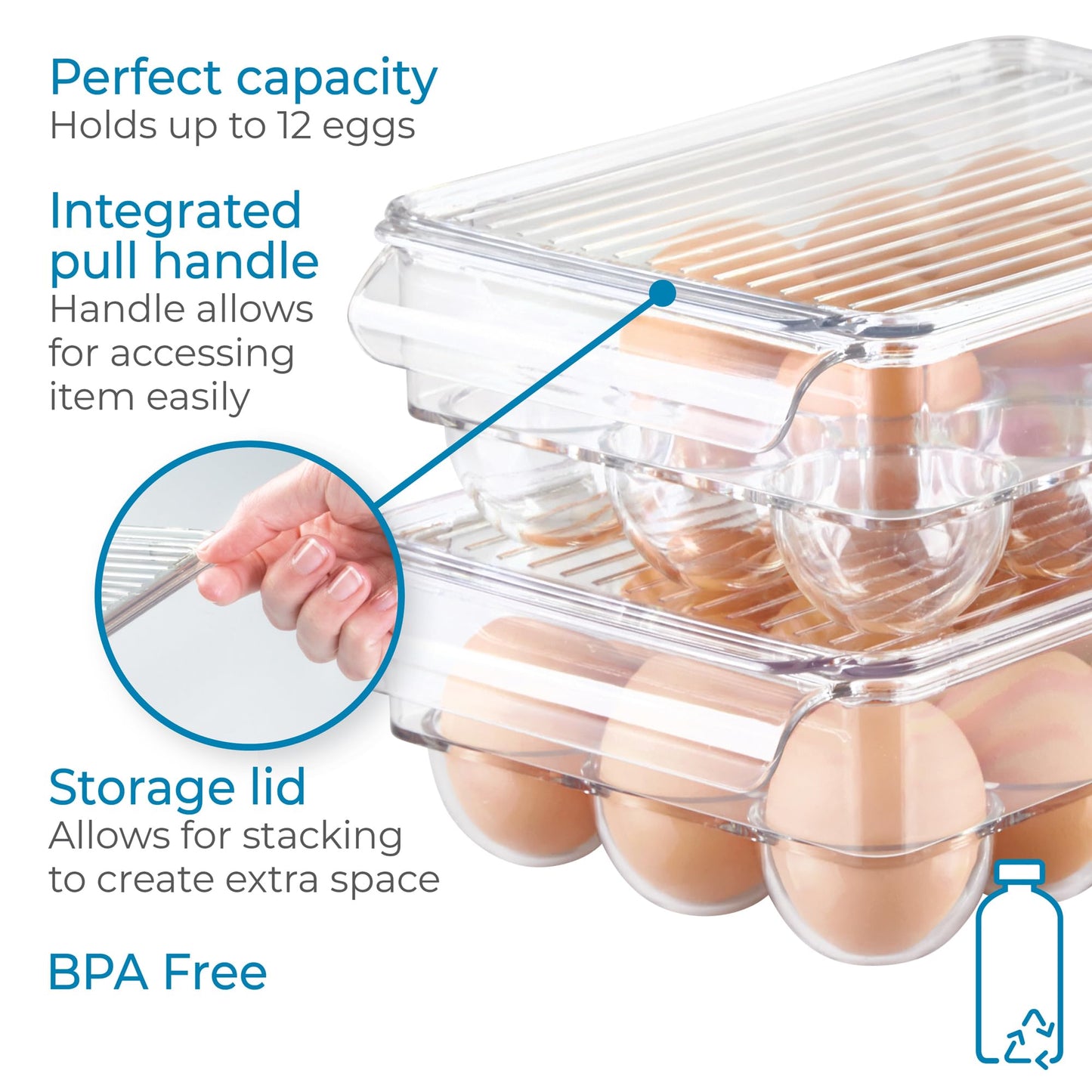 Transparent Egg Storage Box - Holds 12 Eggs