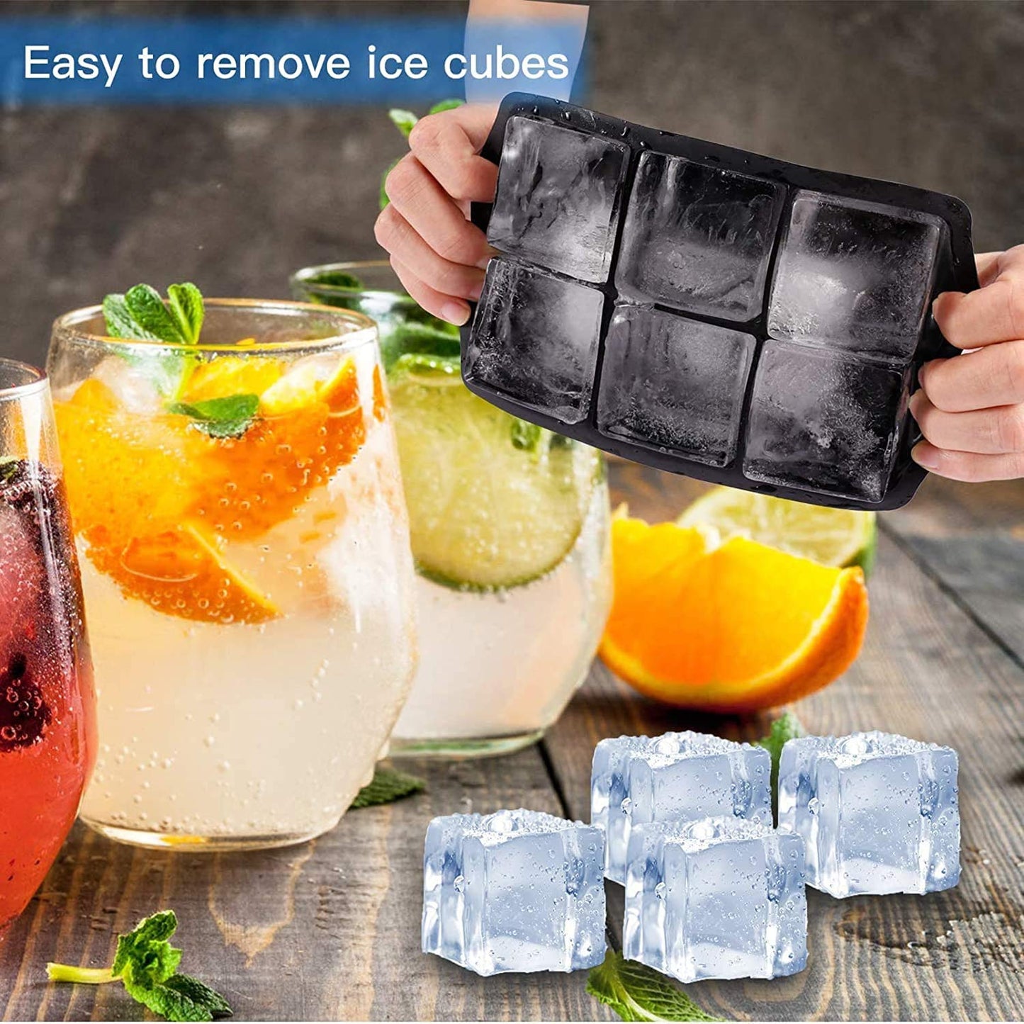 Silicone Ice Cube Tray Set – Large Square & Sphere Molds (BPA-Free)