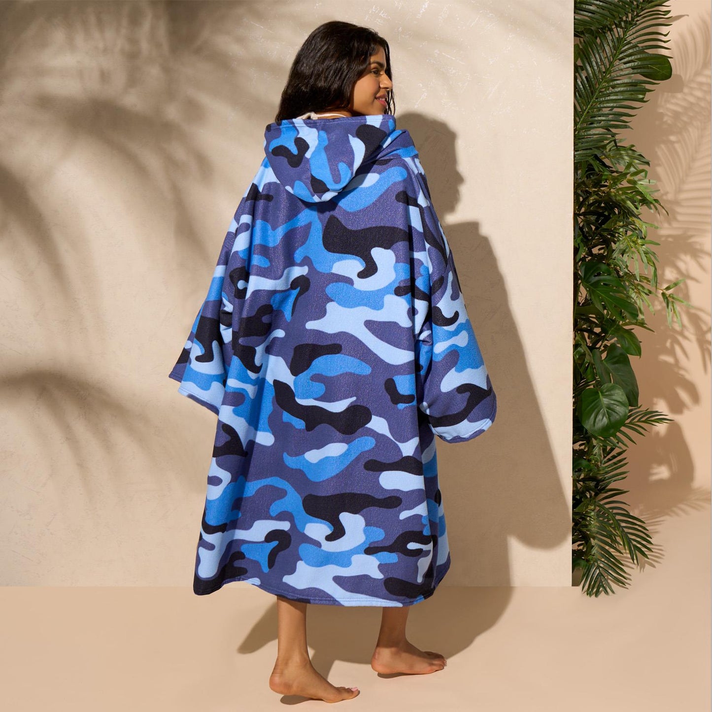 Brentfords Camo Adult Towel Poncho Oversized Quick Dry Hooded Bath Changing Robe