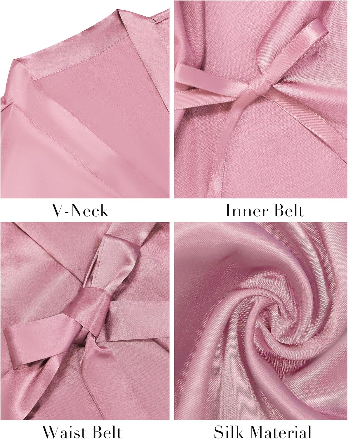 Satin Kimono Robe In 'Dusky Rose'