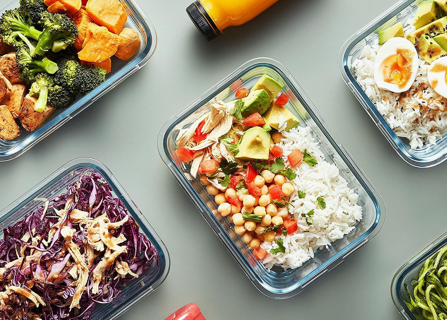 Glass Food Containers with Lids 1040Ml, Set of 5