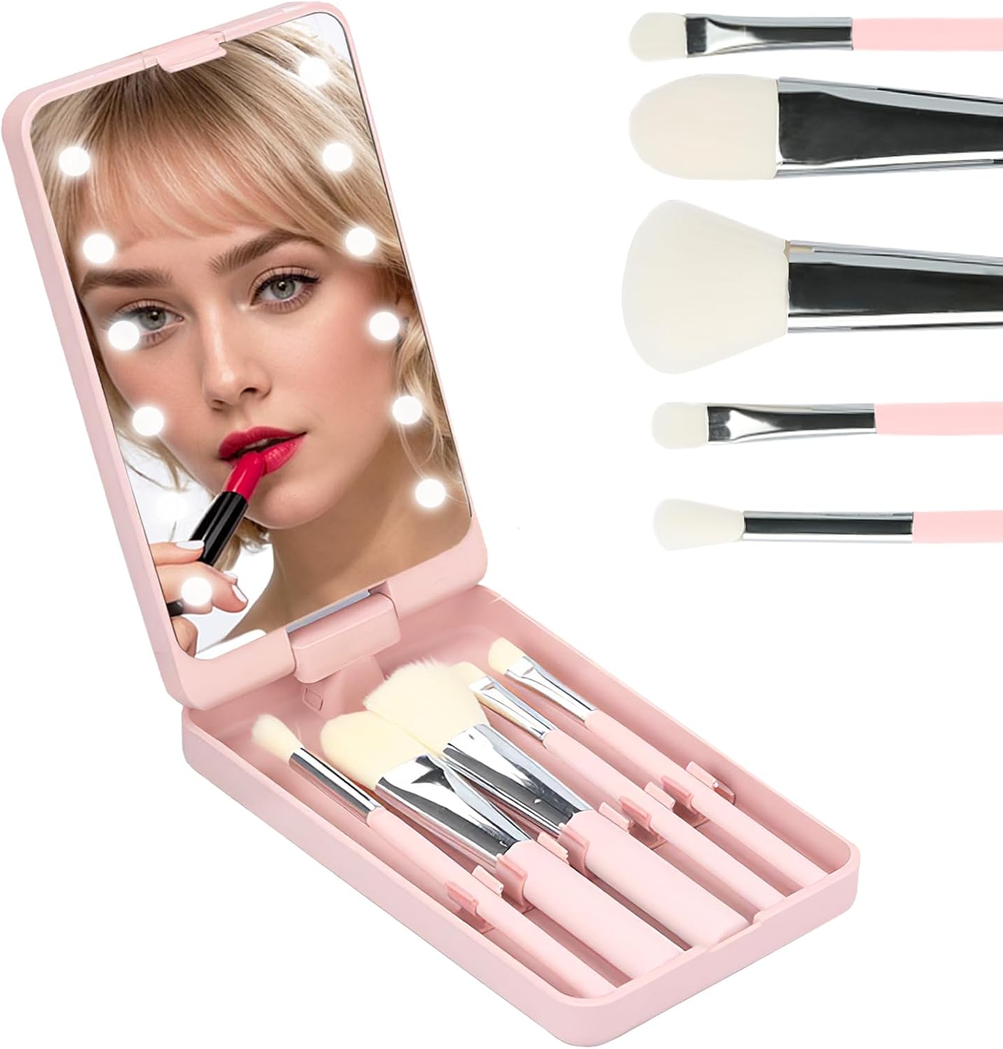 Touch Up Pro – Folding LED Mirror with 5-in-1 Beauty Brush Kit