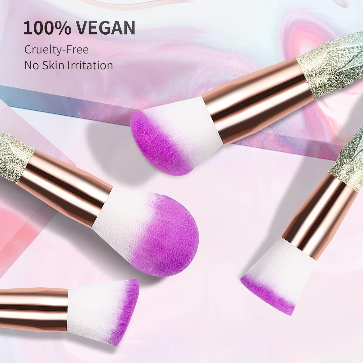 Unicorn Luxe™ Makeup Brush Set – 10-Piece Blending, Powder, Blush & Eyeliner Kit