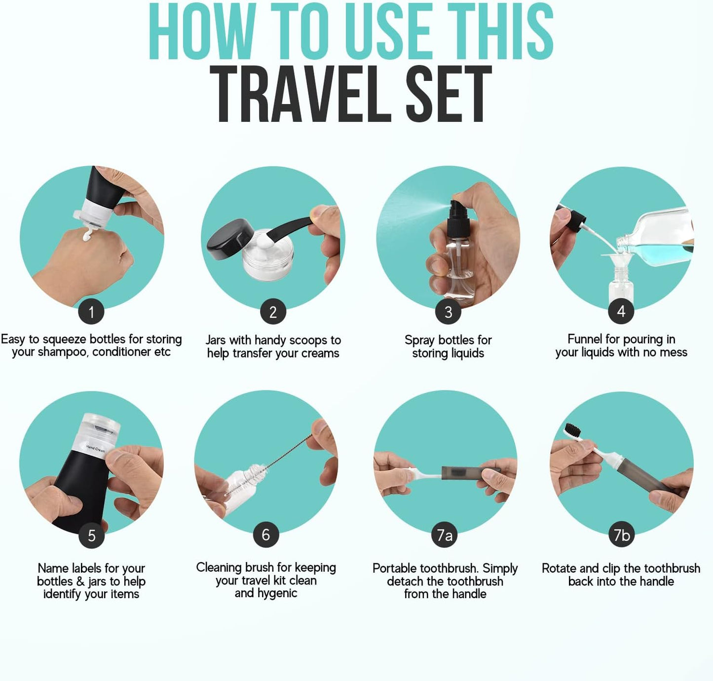 PackMate Pro™ – Compact 18-Piece Travel Bottle & Toiletry Set for Airplane Travel