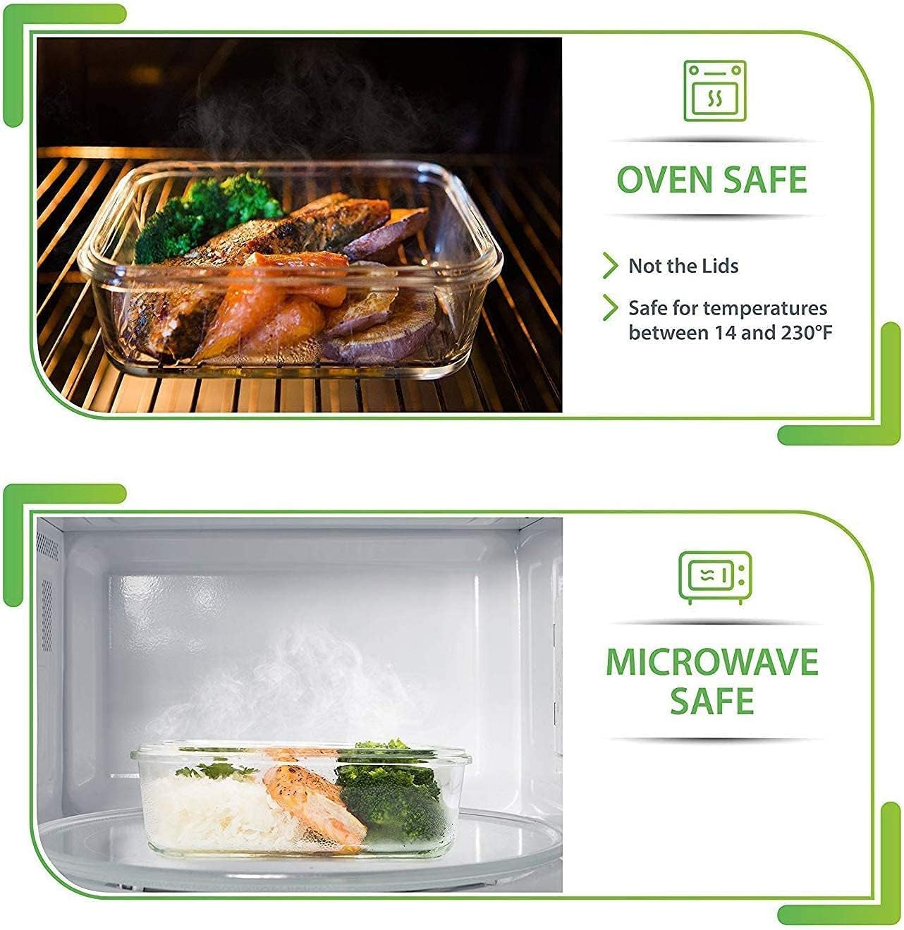 5-Pack Airtight Glass Meal Prep Containers – 880ml Reusable Food Storage with Lids