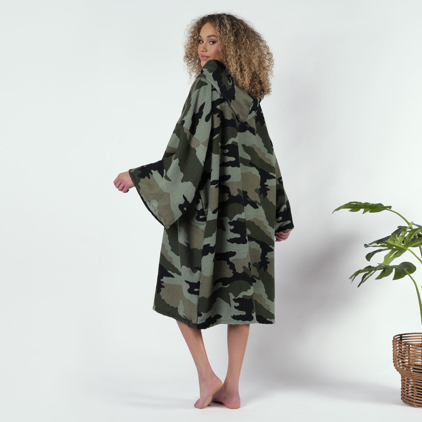 Brentfords Camo Adult Towel Poncho Oversized Quick Dry Hooded Bath Changing Robe