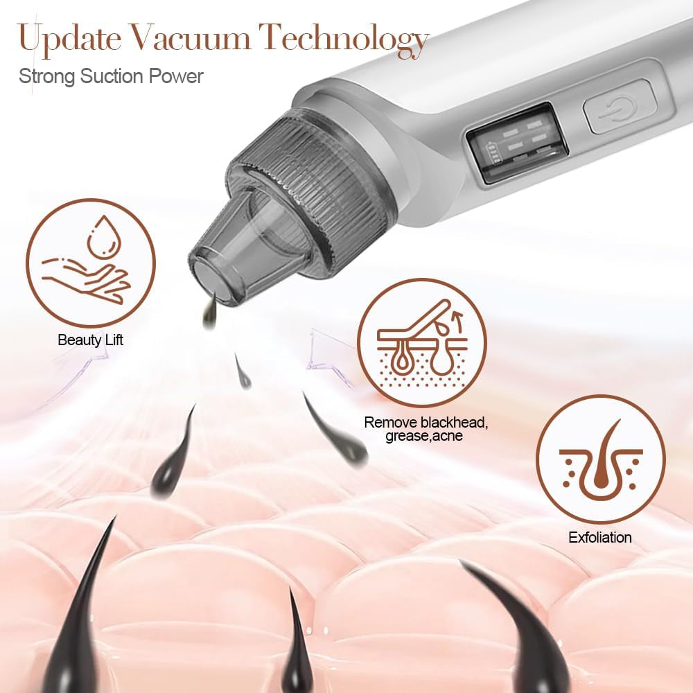 Ultimate Blackhead Remover – 6 Suction Powers, 4 Probes & LED Display for Deep Cleansing and Unclogging Pores