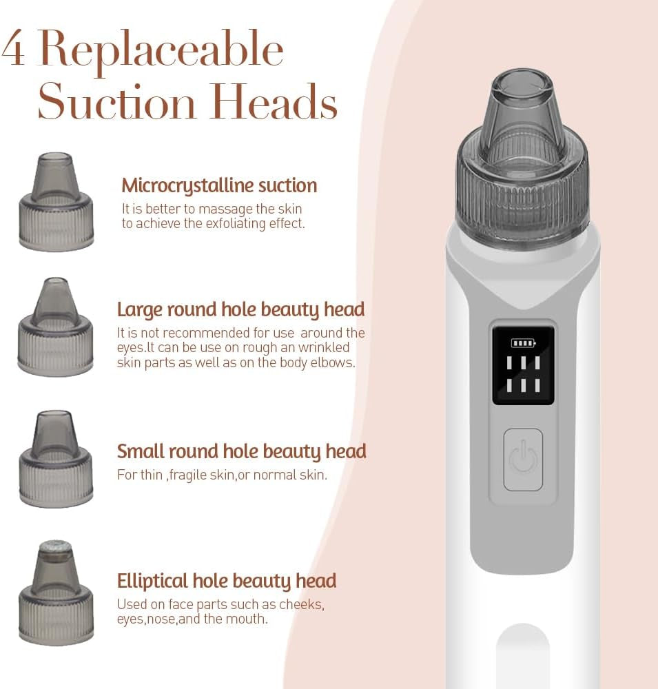 Ultimate Blackhead Remover – 6 Suction Powers, 4 Probes & LED Display for Deep Cleansing and Unclogging Pores