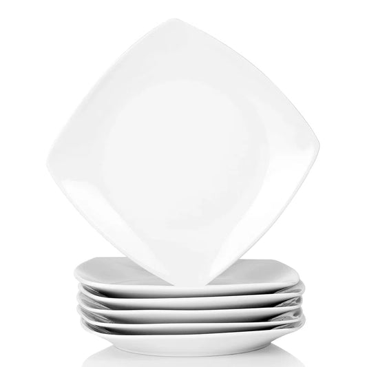 Set of 6 Dishwasher Safe 19Cm Porcelain Salad or Dessert Plates - Perfect for Commercial Use!