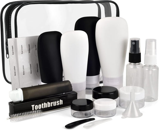 PackMate Pro™ – Compact 18-Piece Travel Bottle & Toiletry Set for Airplane Travel
