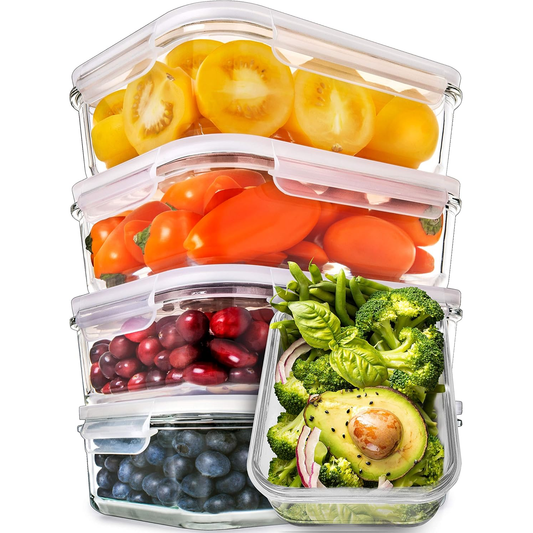 5-Pack Airtight Glass Meal Prep Containers – 880ml Reusable Food Storage with Lids