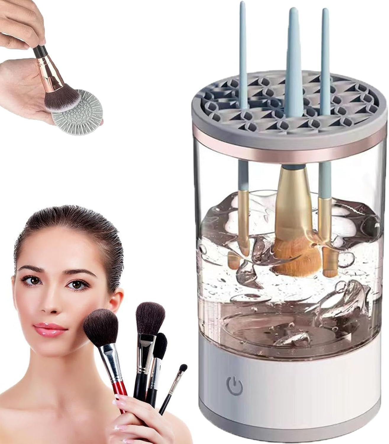 Electric Makeup Brush Cleaner & Spinner with Makeup Sponge 