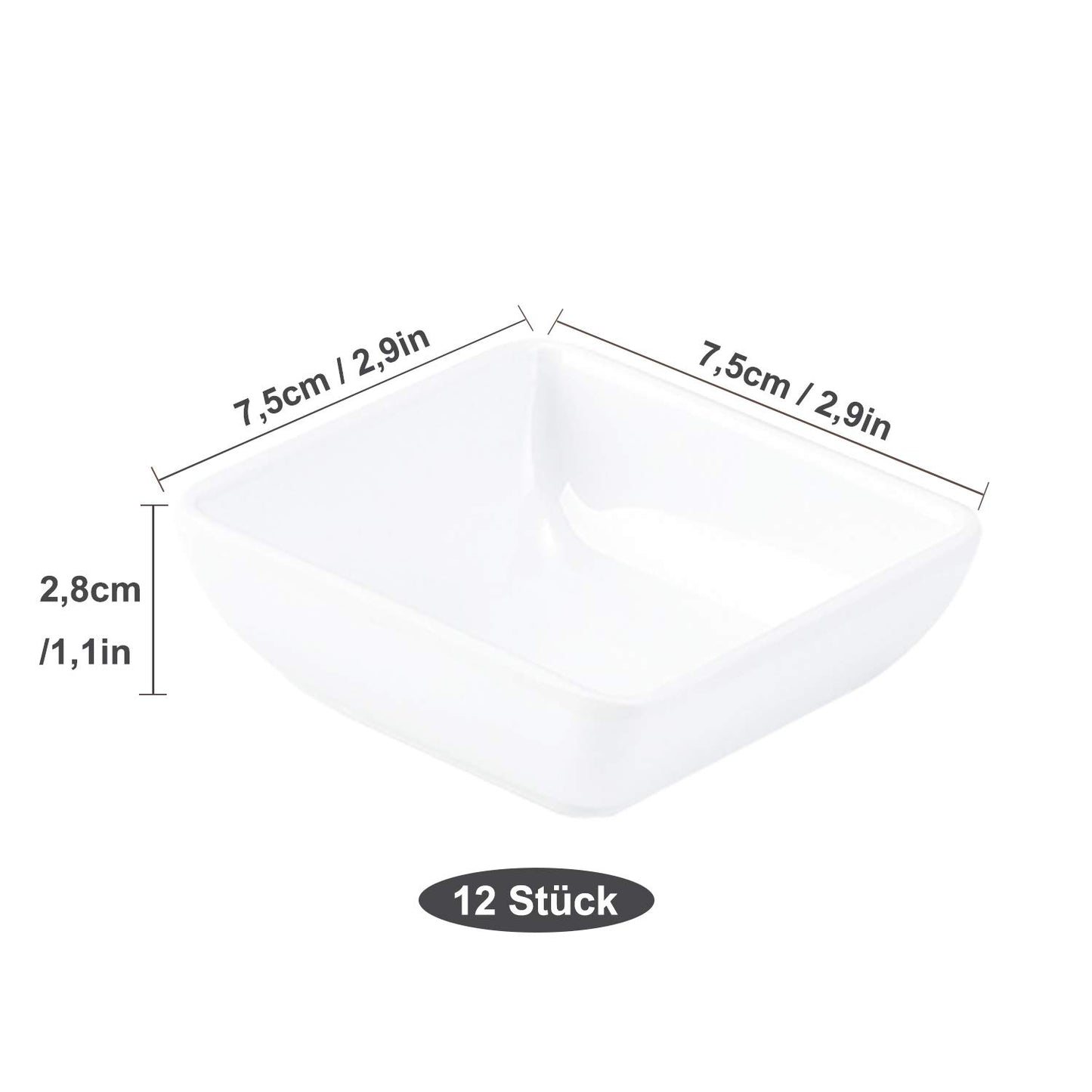 12-Pack White Square Sauce Bowls – 2.95"
