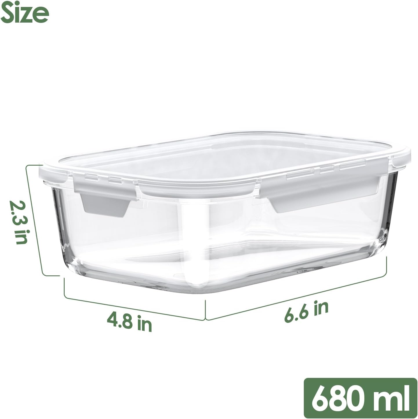 2-Pack Glass Food Storage Containers – 680ml, Durable & Leakproof