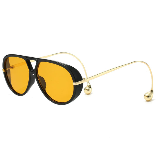 Oversized Retro Pilot Shades – Black/Orange