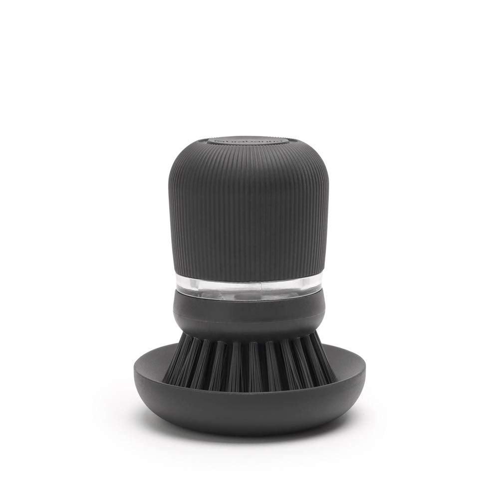 Palm Dish Brush with Soap Dispenser & Tray – Ergonomic Grip