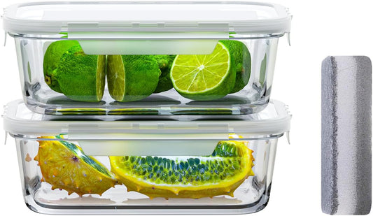 2 Piece 680Ml Glass Food Storage Containers