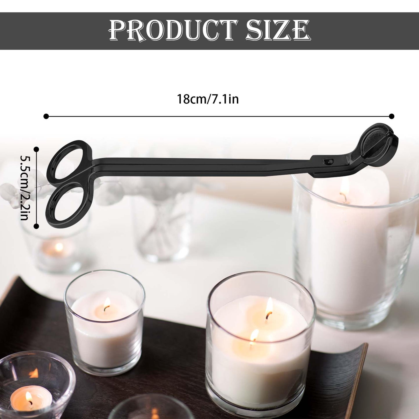 Black Candle Wick Trimmer – 6.9" Stainless Steel