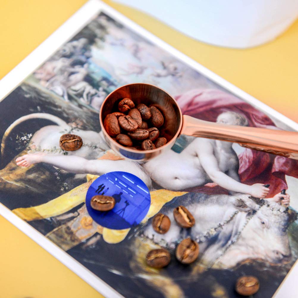 2PCS Coffee Scoop with Bag Clip, Stainless Steel Coffee Measuring Spoon Ground Coffee Sealer for cafetiere Ground Coffee and Beans(Silver+Rose Gold）