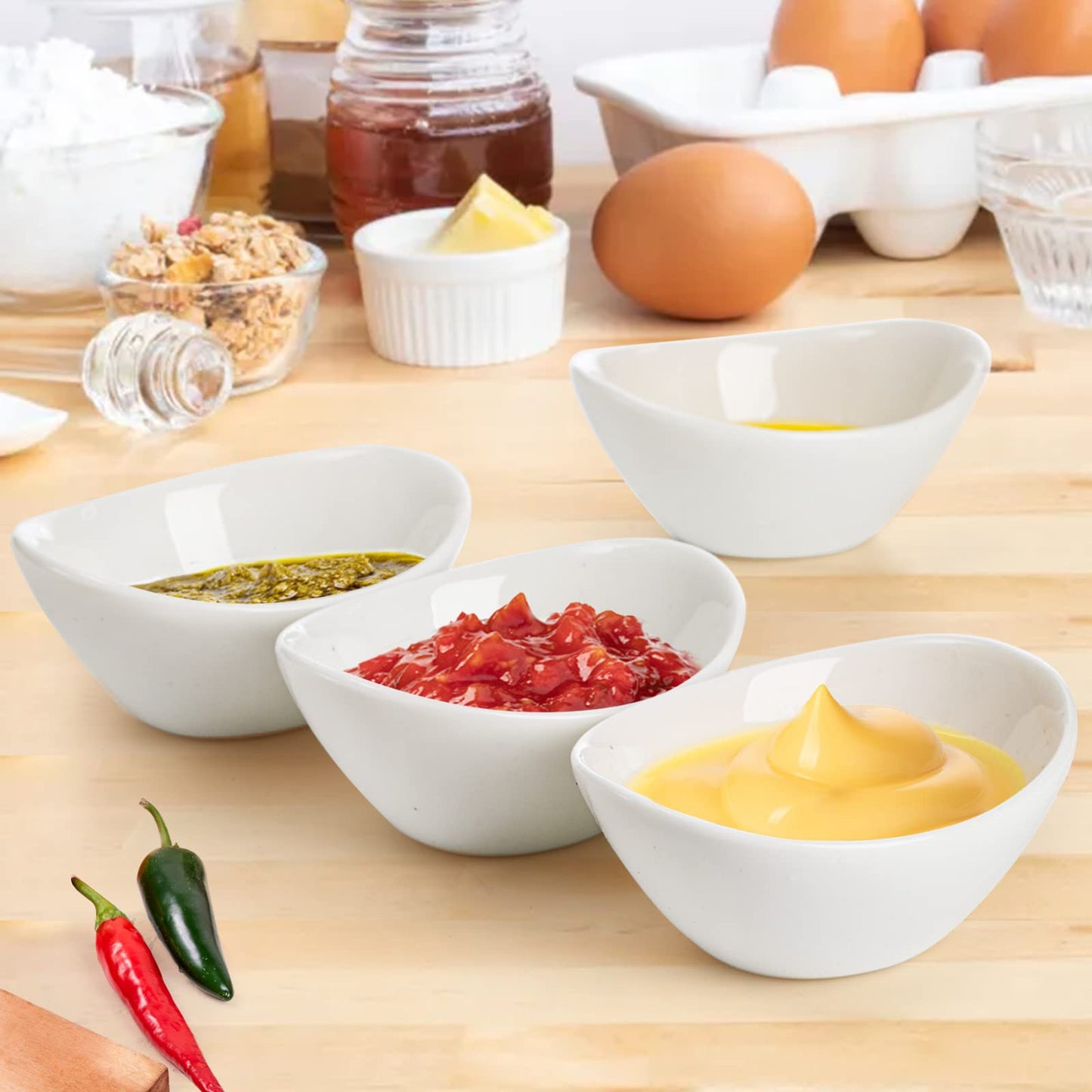 12-Pack Porcelain Dipping Bowls – White, 1 oz