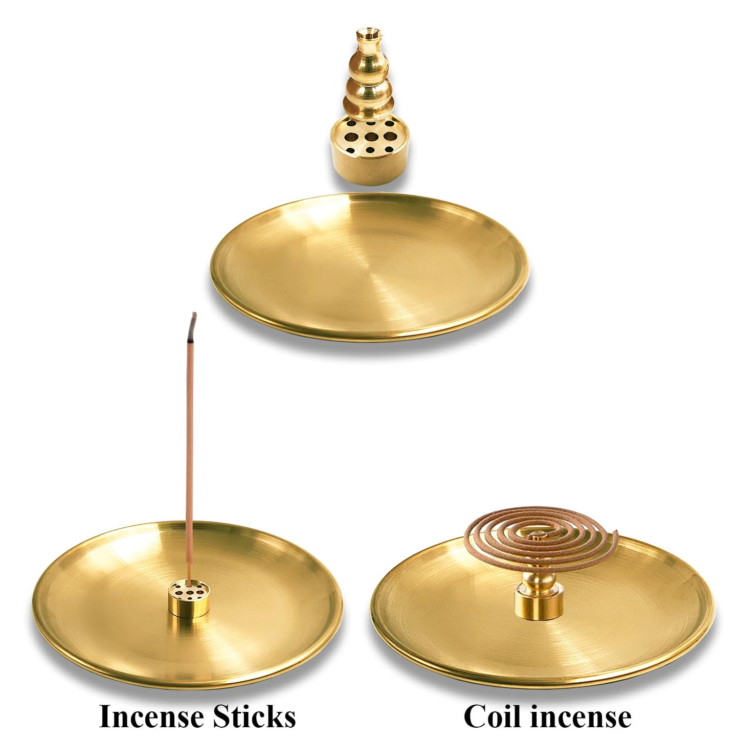 3-in-1 Incense Holder with Large Ash Catcher – Brass & Alloy