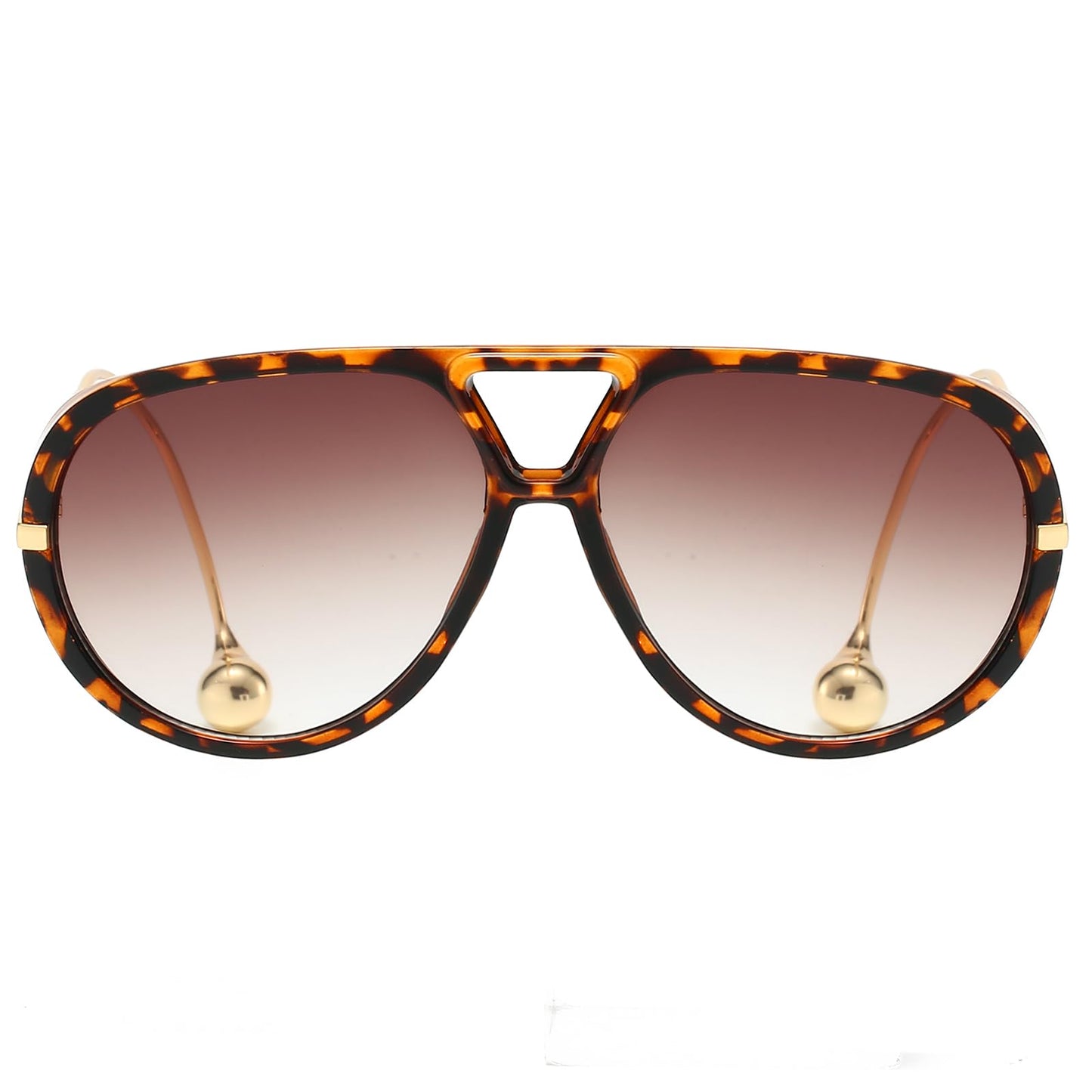 Leopard Gradient Brown Oversized Pilot Sunglasses - Leopard