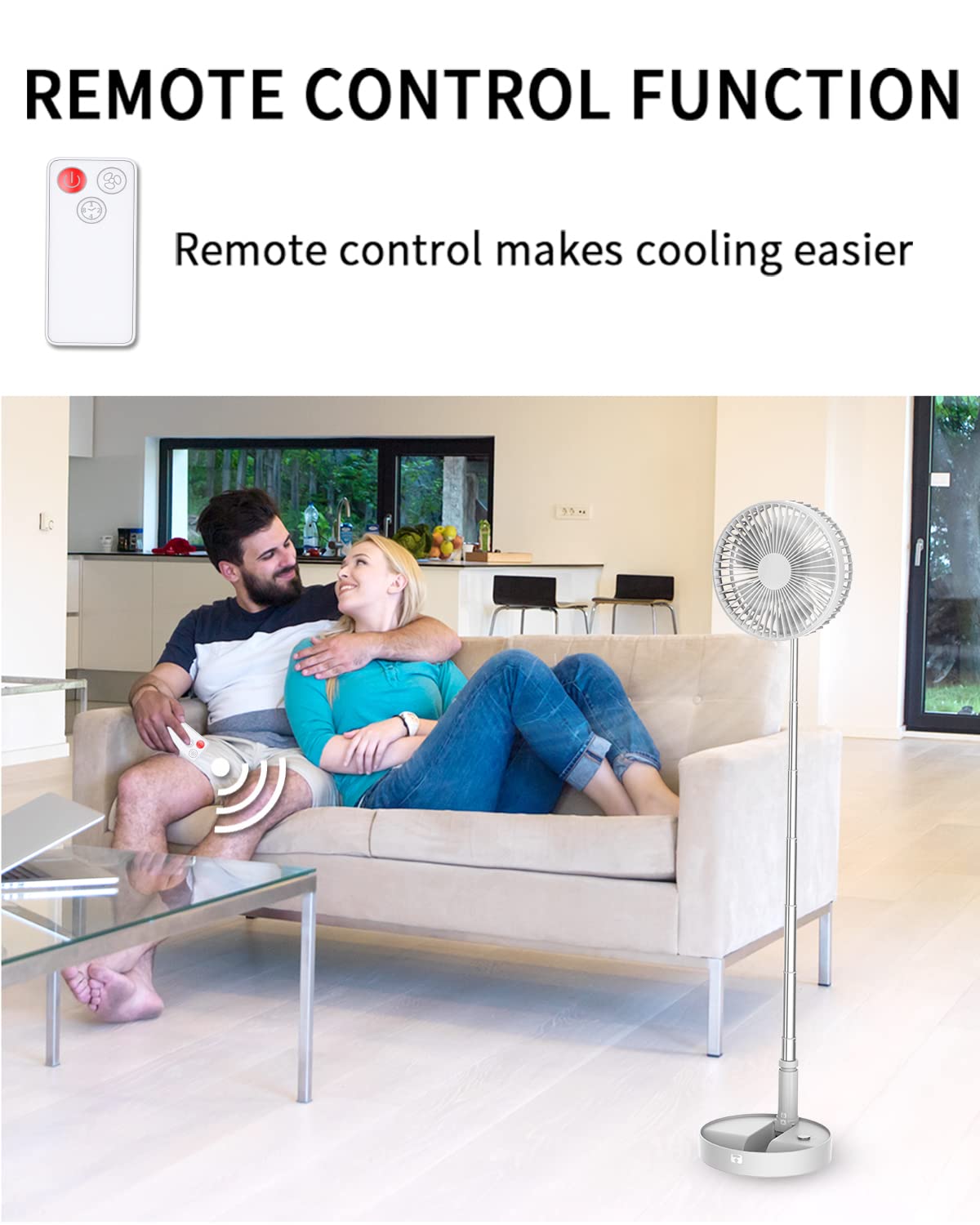 Portable Folding Fan with Remote – Compact, Powerful & Stylish