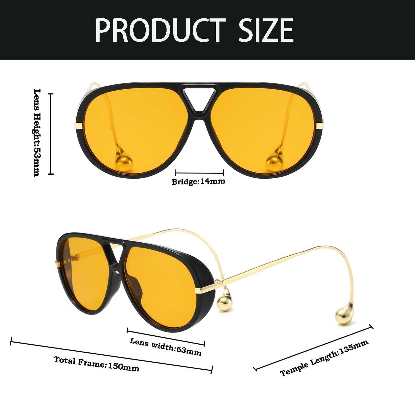 Oversized Retro Pilot Shades – Black/Orange