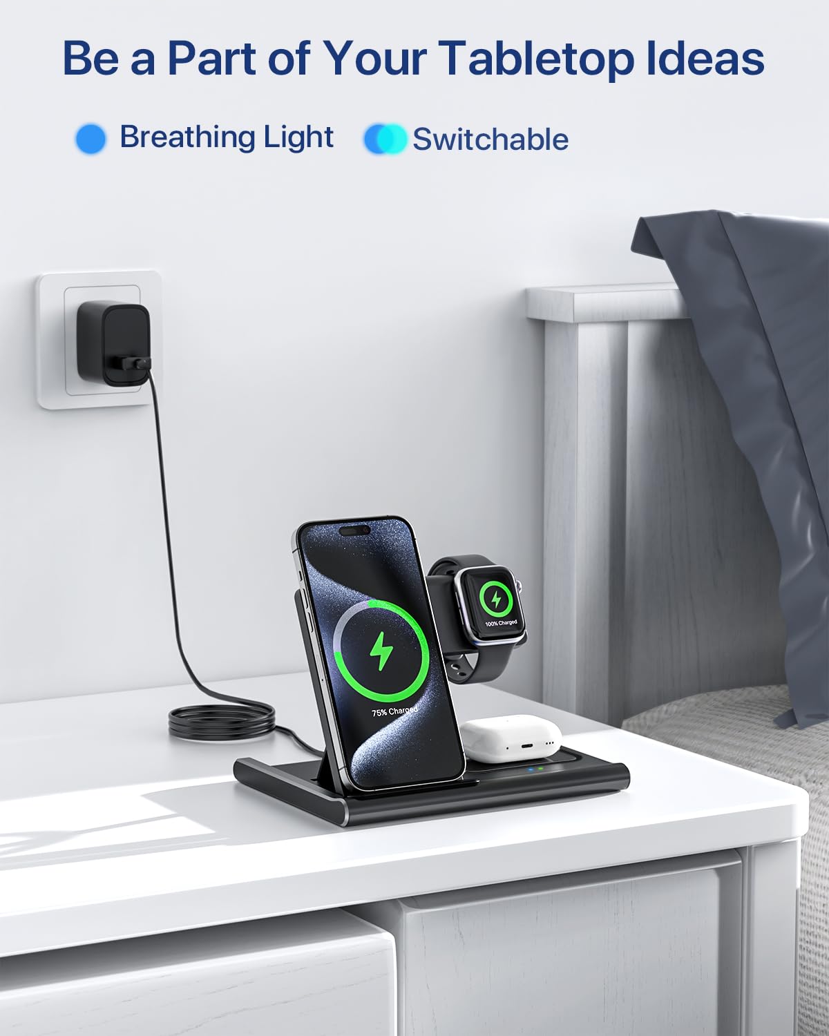 3-in-1 Wireless Charging Station – For iPhone, Apple Watch & AirPods