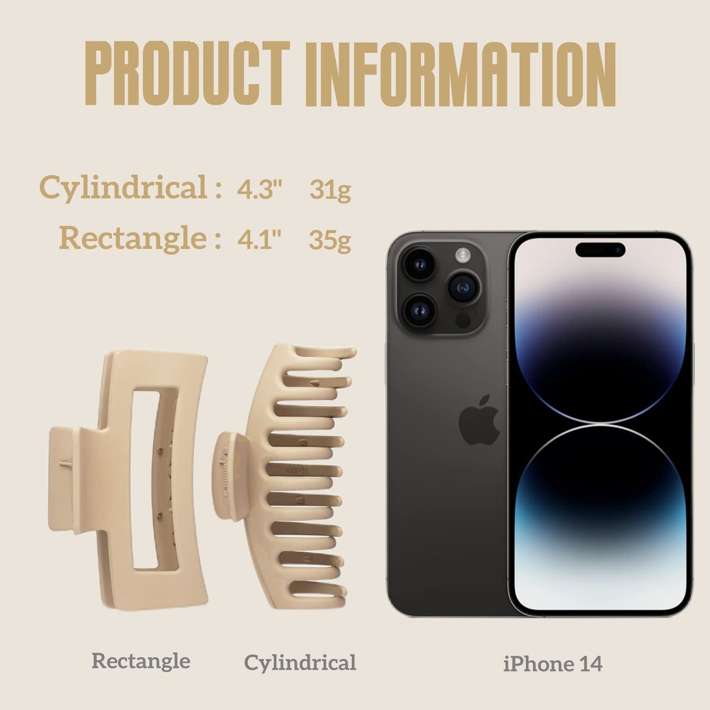 Neutral Large Hair Claw Clips – Set of 4