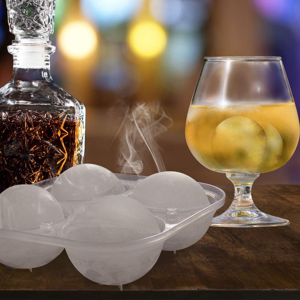 Large Round Ice Ball Mould – 4 x 6cm Spheres with Lid & Funnel (BPA-Free)