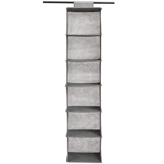 6-Compartment Hanging Closet Organizer In Grey