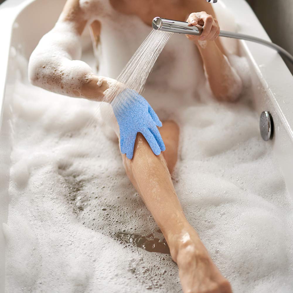 Silk Skin Exfoliating Bath Gloves - 14 Pairs, 7 Vibrant Colors