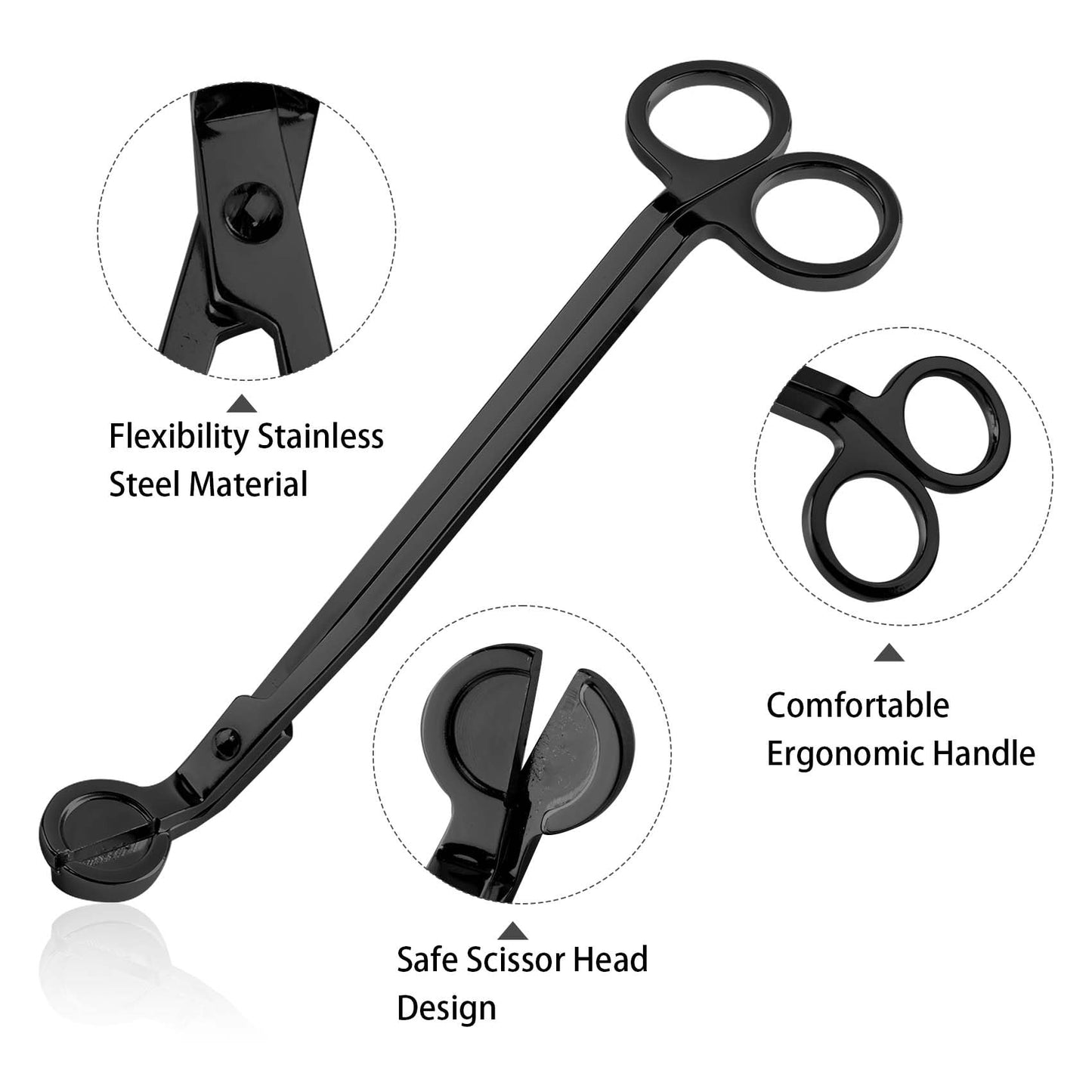 Black Candle Wick Trimmer – 6.9" Stainless Steel