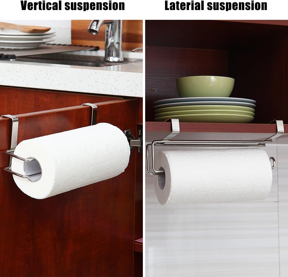 Stainless Steel Over-Cabinet Paper Towel Holder – Silver