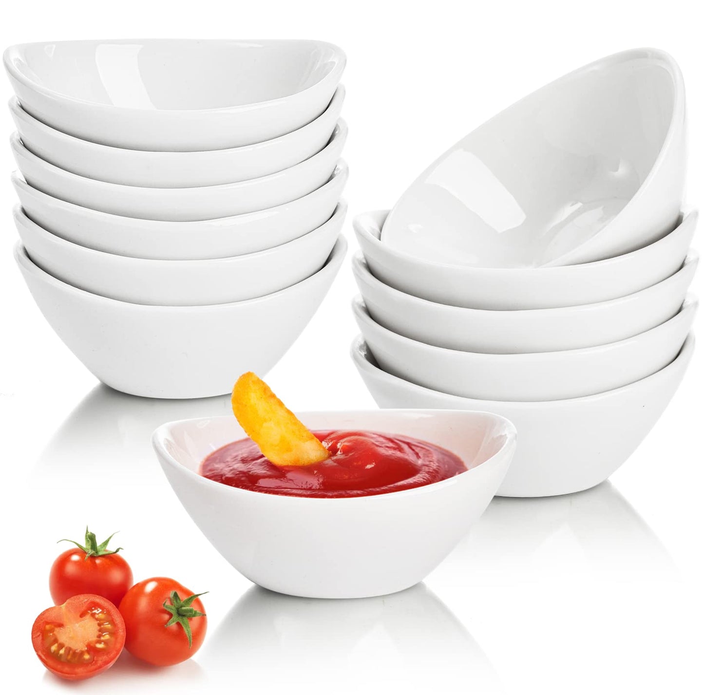 12-Pack Porcelain Dipping Bowls – White, 1 oz