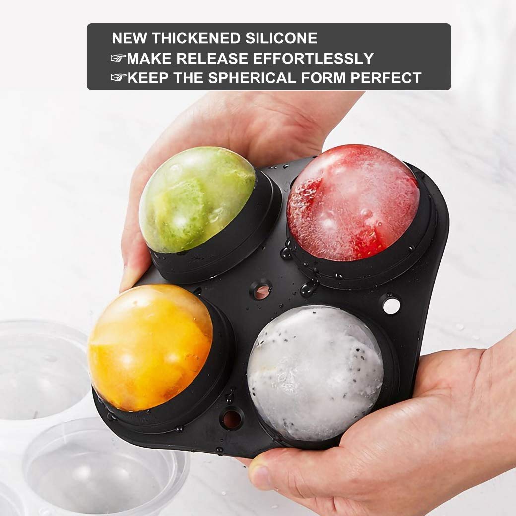Large Round Ice Ball Mould – 4 x 6cm Spheres with Lid & Funnel (BPA-Free)