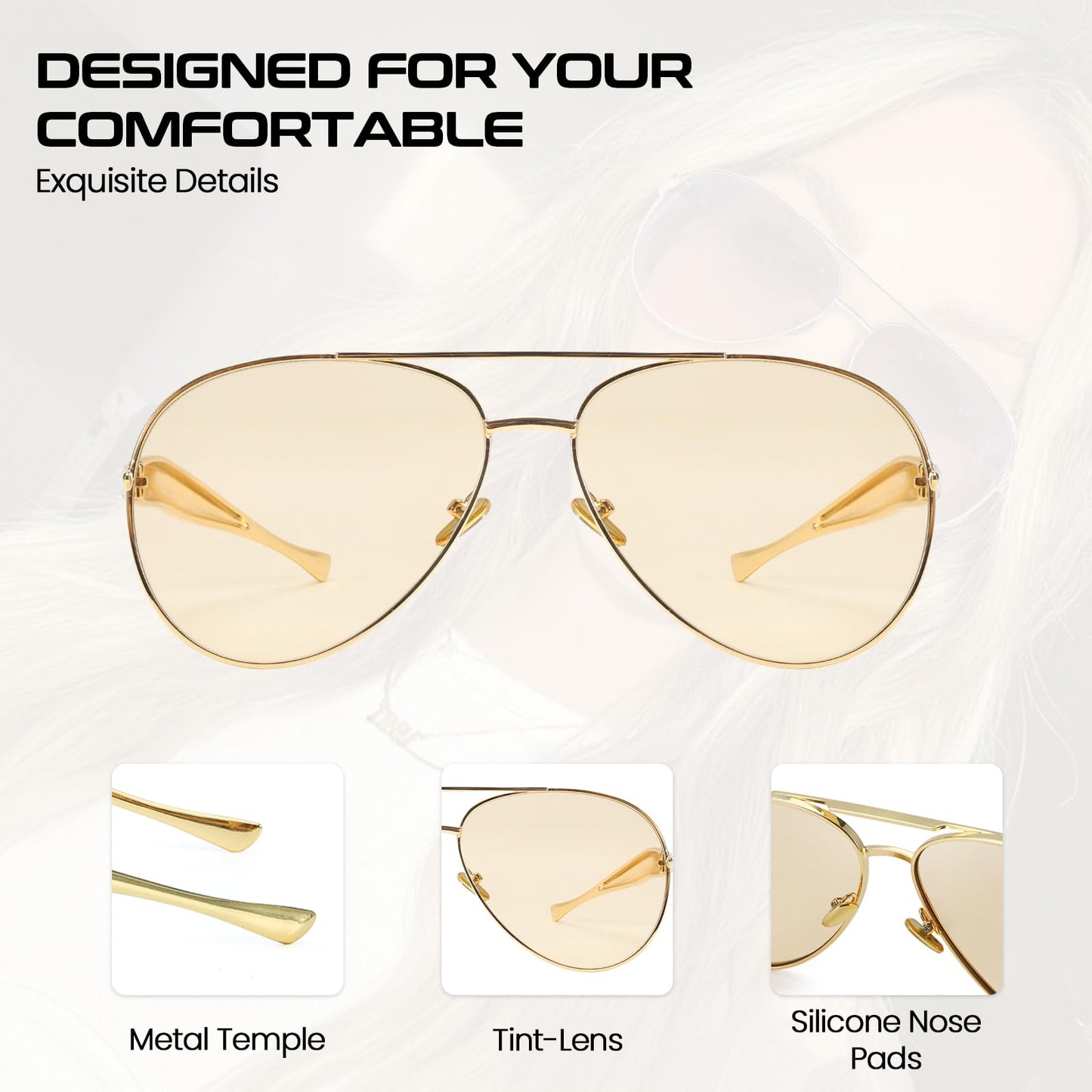 Trendy Double Bridge Metal Sunglasses