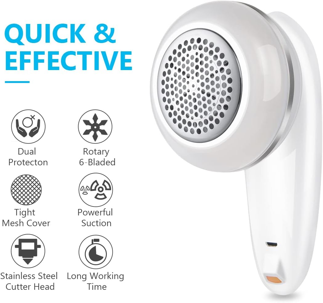 Portable Fabric Lint Remover – USB Rechargeable, 6-Blade Design