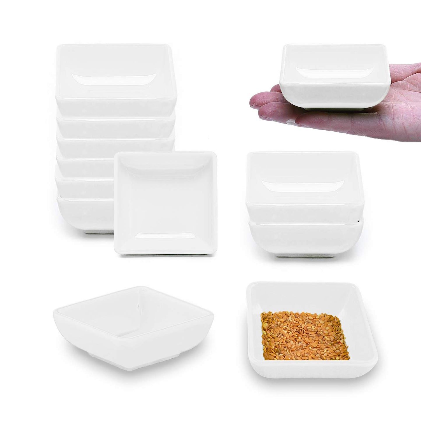 12-Pack White Square Sauce Bowls – 2.95"