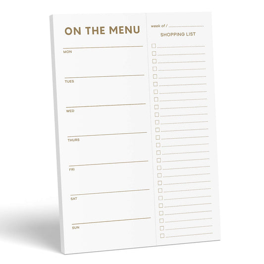 Magnetic Weekly Meal Planner Notepad – Gold Print (17x25cm)
