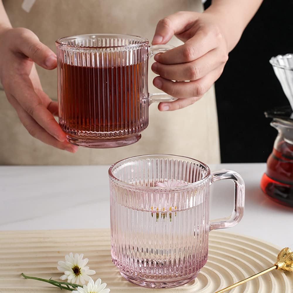 Iridescent Glass Cup Set – 350ml with Lid & Cherry Blossom Spoon