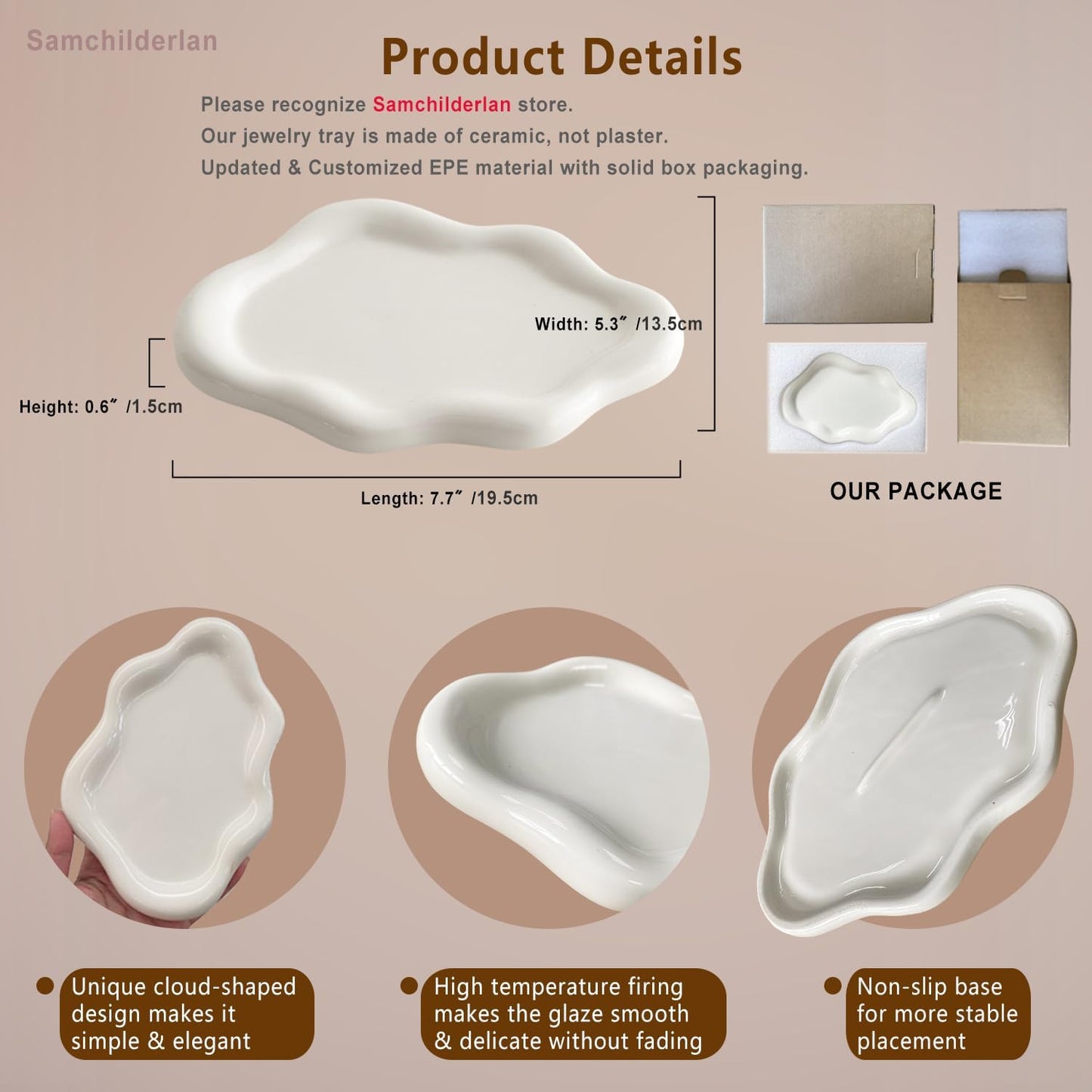 Cloud-Shaped Ceramic Jewelry Tray – Elegant, Functional, Gift-Ready