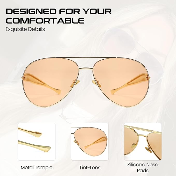 Trendy Double Bridge Metal Sunglasses